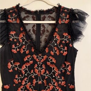 Alex Marie Black Dress with Floral Embroidery